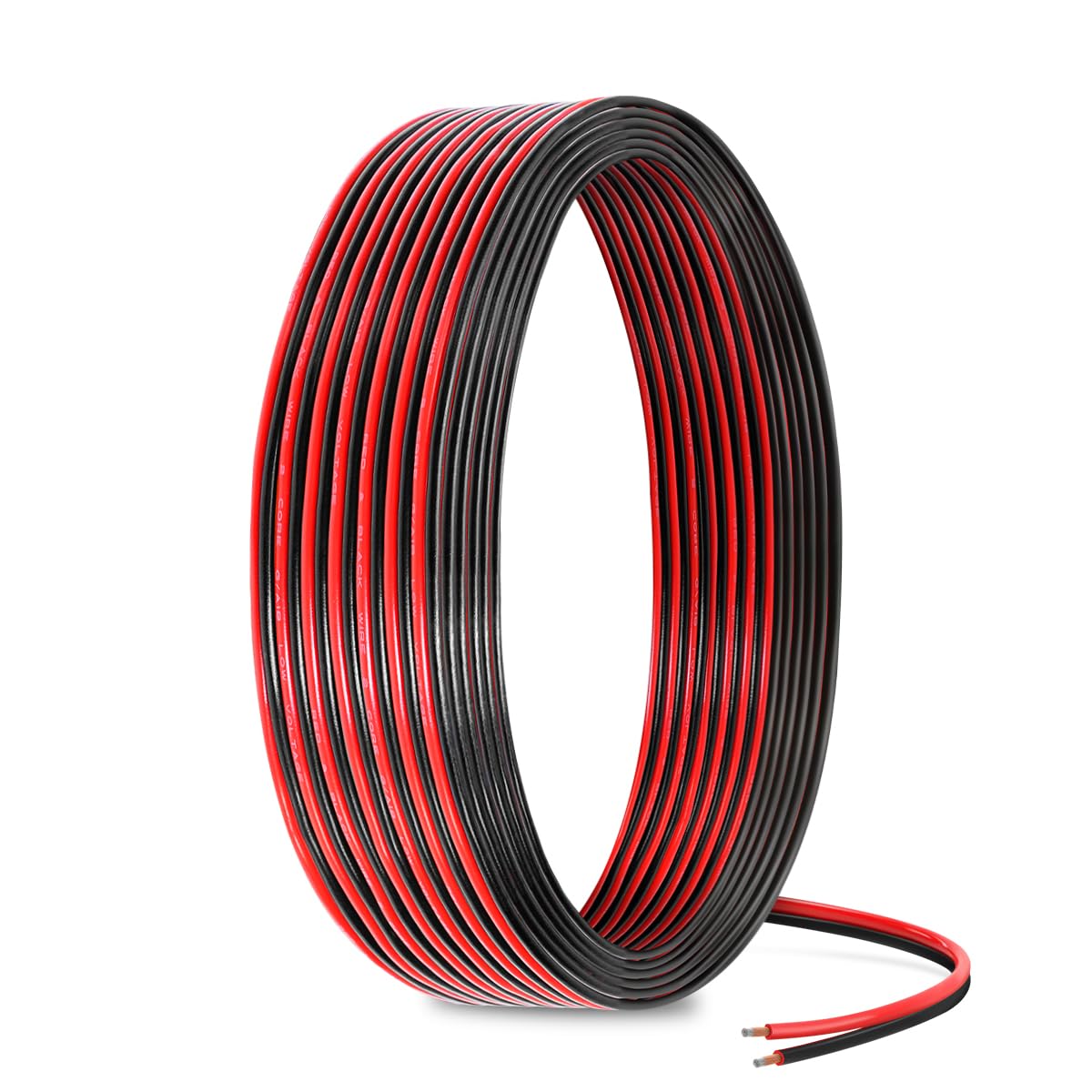 18 Gauge Electrical Wire, 100FT (50FT Red + 50FT Black) Flexible Red Black 2 Pin Stranded PVC Wire Extension Cable Cord CCA Copper Wire Hookup for LED Strip Lights Auto Motor Wiring DC 12V 24V
