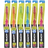 REACH Crystal Clean Firm Adult Toothbrush with Anti Bacterial Cap , 1 ea - Blue (Pack of 6)