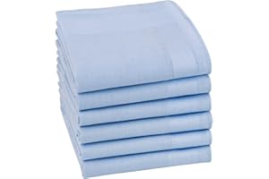 HOULIFE Men's Cotton Handkerchiefs, Solid Color 100% 60S Soft Cotton Hankies for Men Women 6/12PCS 15.7"×15.7"