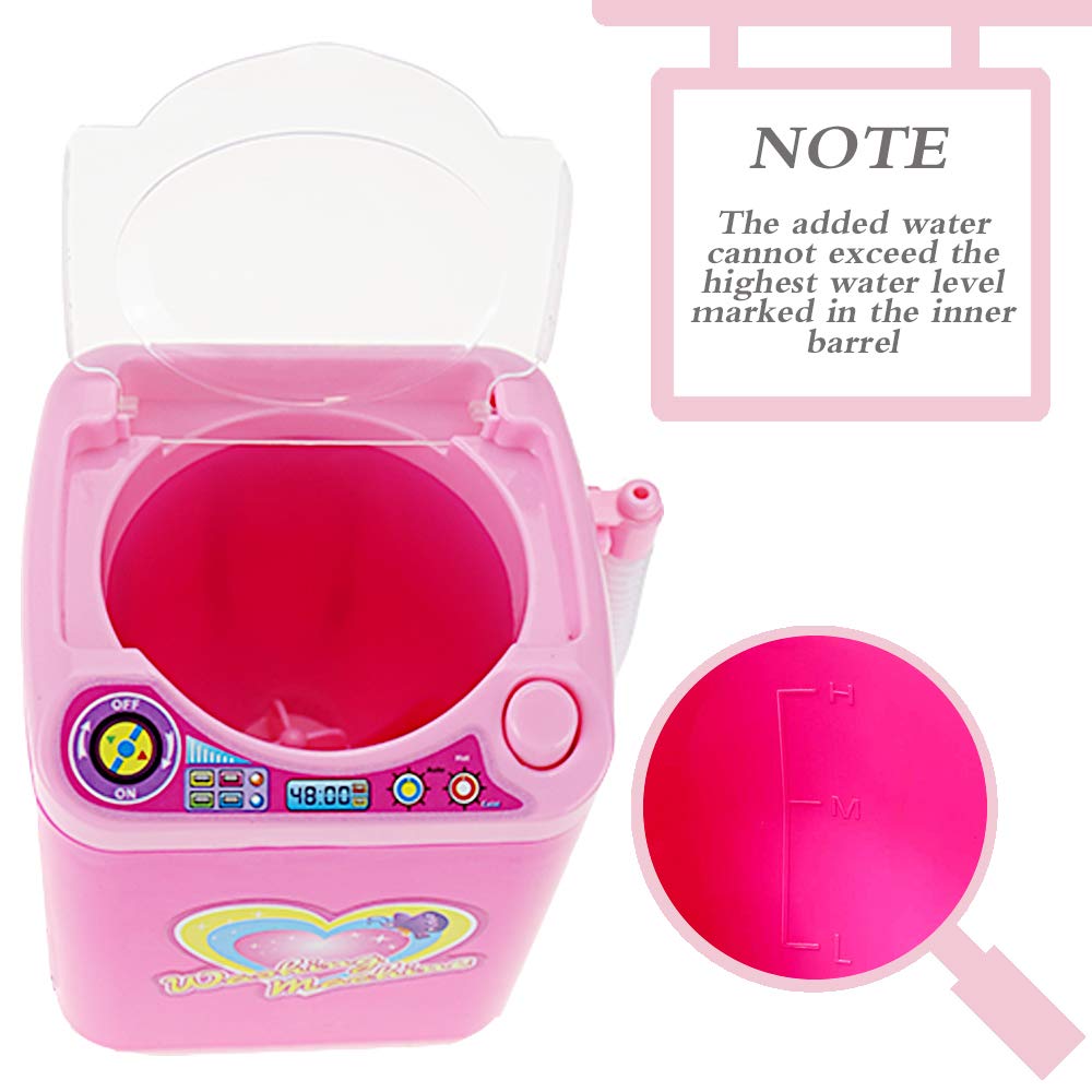 Mini Makeup Brush Cleaner Device Simulation Automatic Cleaning Washing Machine for Sponge and Powder Puff Toy (Pink): Beauty