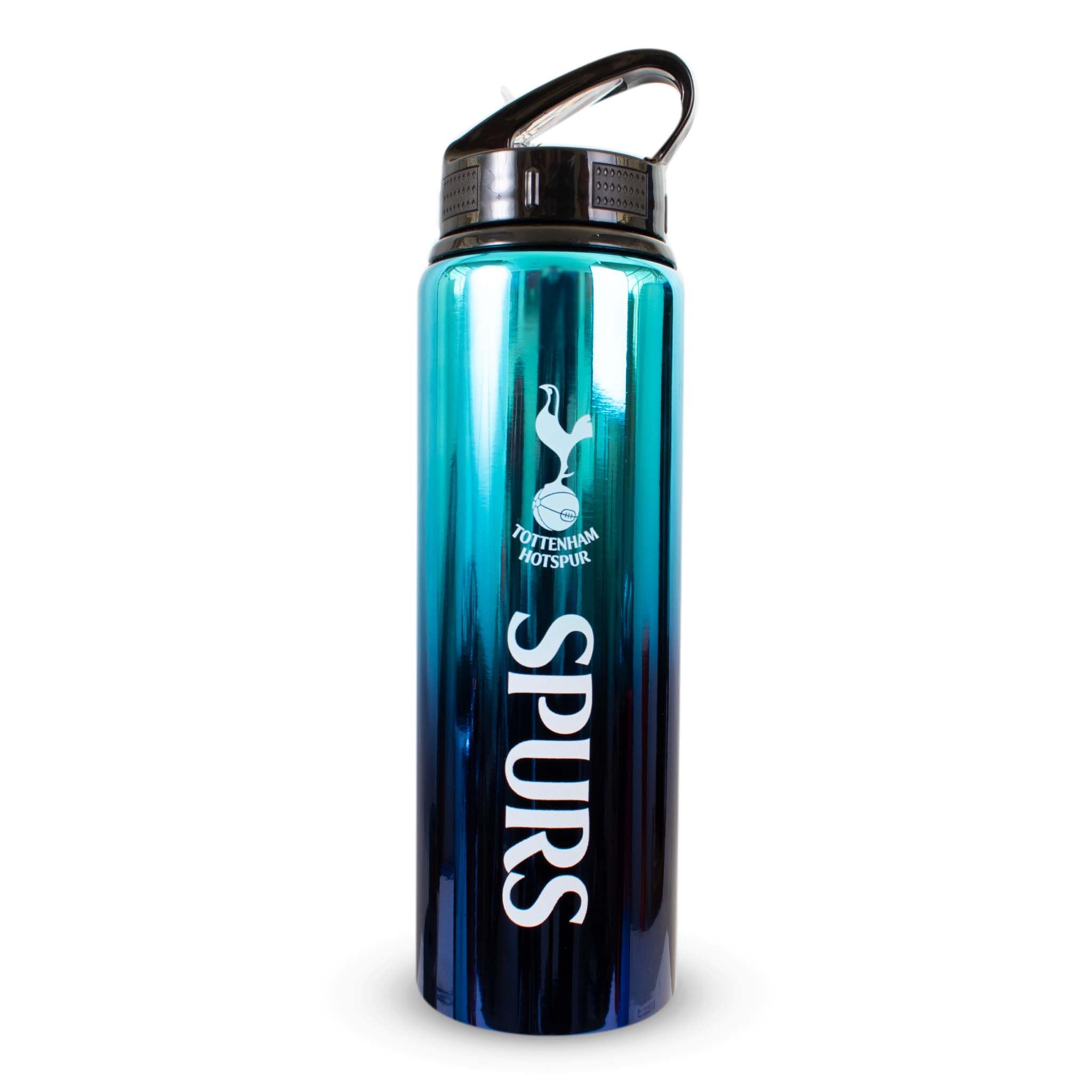 Hy-Pro Officially Licensed Tottenham F.C 750ml Aluminium UV Bottle | Integrated Folding Straw, Neochrome Finish, Leakproof, Lightweight, BPA Free, Spurs, Blue