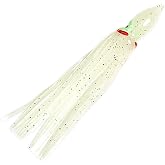 Trolling Squid Skirts, 4.75 Inches, Glow Color, 40 Pcs | Trollings Fishing, Skirted Squid Body with Stinger Hook Rig, Ideal for Salmon
