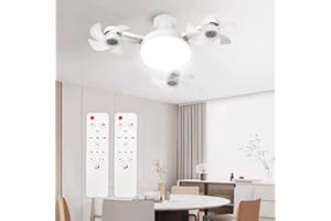 amgolibi Socket Fan Light with Remote, Screw in Ceiling Fan, Light Bulb Fan with Dimmable LED, 3-Speed, Easy Install, Light Bulb for Bedroom, Kitchen, Working Space