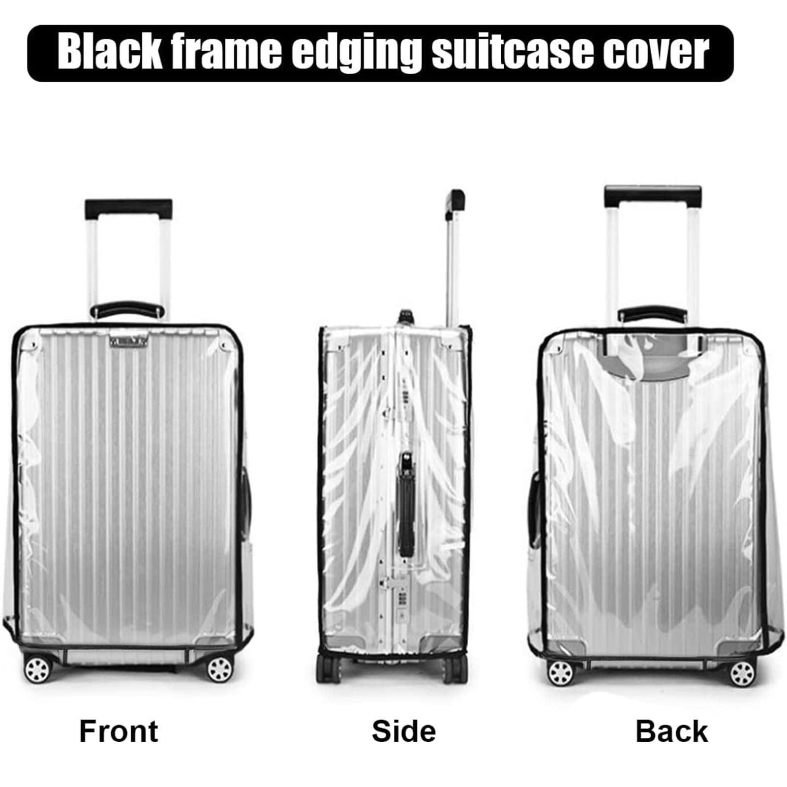 T Tersely 3 Pieces Luggage Cover Protectors, for 20 24 28 inch luggage Clear PVC Suitcase Cover Set,Waterproof Suitcase Protective Covers for Tsa Approved for Travel