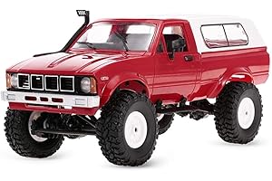 YIKESHU RC Rock Crawler WPL C24 RC Truck 4x4 1/16 RC Crawler Off Road All Terrain Car Proportional Throttle Steering Hobby RC Toy Climb Semi Truck LED Light RTR Trailer (Red)