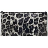 FITULABO Zippered Security Bank Deposit Bag, PU Leather Cash and Coin Utility Pouch Bank Envelopes with Zipper (Black leopard)