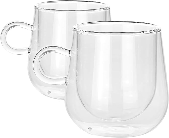 Tasses à Café En Verre Feelino Lot De 2 - Double Paroi 80ml - Design Flottant - Pour Expresso, Ristretto - Lavables Lave-Vaisselle