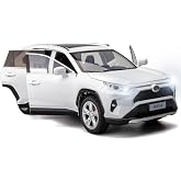 BDTCTK 1/24 Compatible for RAV4 Model Car, Zinc Alloy Diecast Collectible Pull Back Toy car with Sound and Light for Kids Boy Girl Gift White