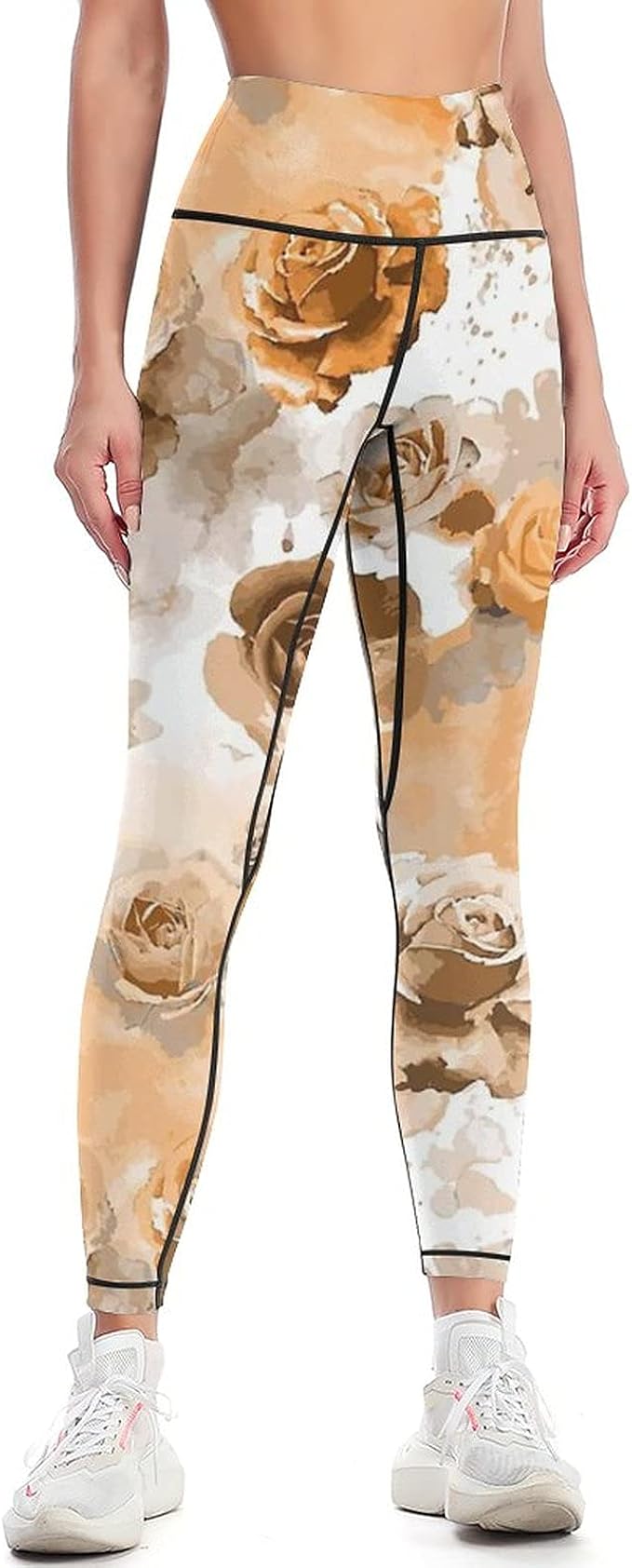 Yoga Pants Watercolor Roses 5 High Waisted Yoga Pants for Women 4Way Stretch Soft
