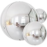Haolongfa Silver Foil Balloons, 22/18/10 Inch 4D Round Sliver Mylar Balloon, Large Metallic Silver Graduation Balloons for Graduation Decorations 2025 Wedding Birthday Celebration Supplies
