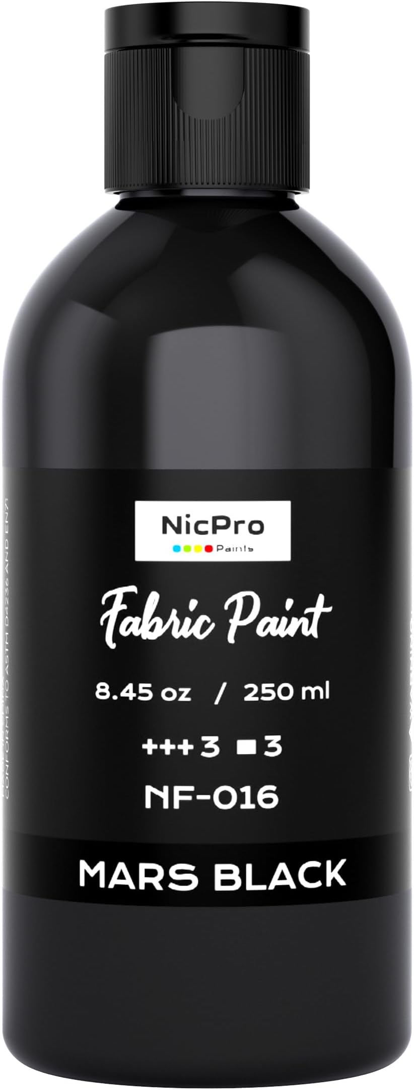 Nicpro Black Fabric Paint 8.45 oz 250 ml Permanent Textile Paint for Fabric