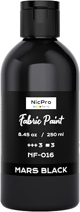 Nicpro Black Fabric Paint 8.45 oz 250 ml Permanent Textile Paint for Fabric