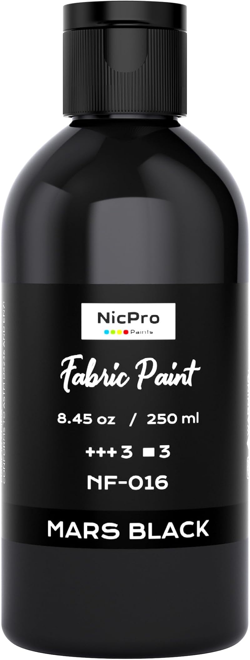 Nicpro Black Fabric Paint 8.45 oz 250 ml Permanent Textile Paint for Fabric