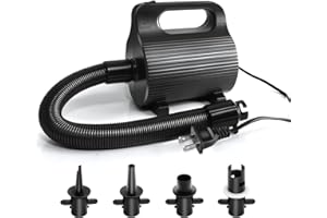 VEBESYET Adjustable Electric Air Pumps for Inflatables Air Mattress Pool 400W/600W Quick Fill Inflator/Deflator for Gymnastics Track Mat Floats Dock Raft,110-120V AC, 4 Nozzles
