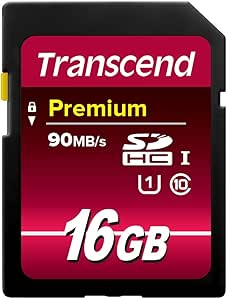 Transcend 16GB SDHC Class 10 UHS-1 Flash Memory Card Up to 45MB/s (TS16GSDU1E)