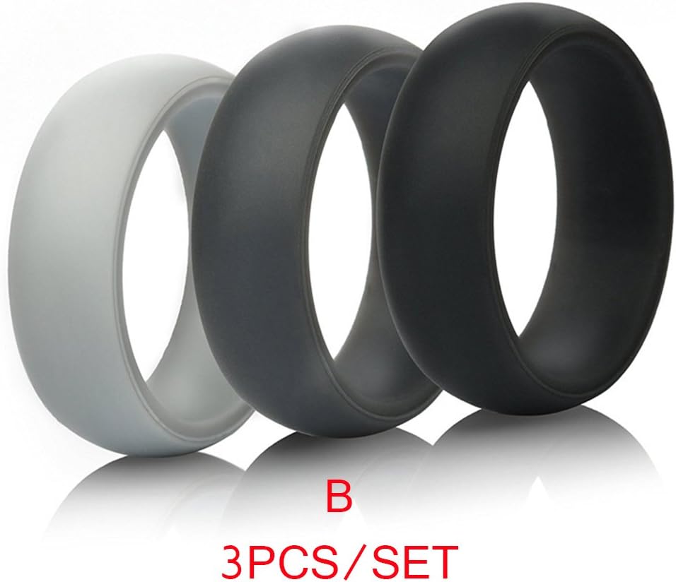 FUVOYA Silicone Sports Wedding Ring for Men Affordable Silicone Rubber Wedding Bands 3 Packs Size 10 (Color2)