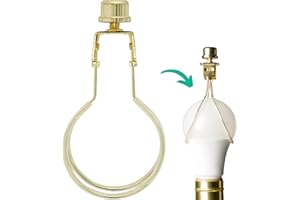 I Like That Lamp Clip On Lampshade Adapter (1 Pack), Classic Brass Gold Finish, Includes 1 Light Bulb Clip Shade Adapter, 1 Matching Finial and 2 Silicone Levellers, Fits All Standard Size Bulbs