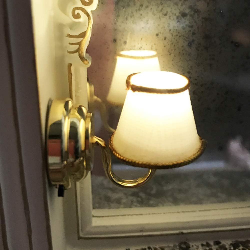 LjQQjDz 1/12 Mini Simulated Wall Mounted Table Lamp Light Model Room