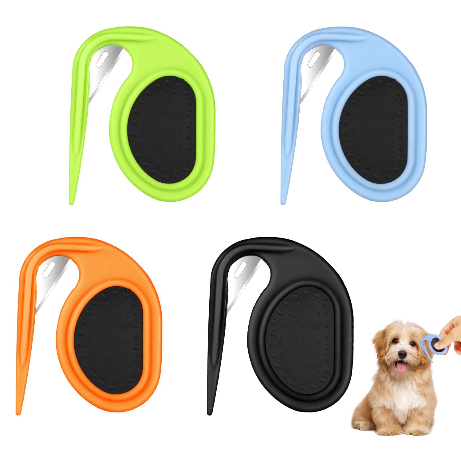 4pcs Pet Knotting Comb, Cat Knot Detangler Comb with Stainless Steel Blade, Pet Dematting Cutter Combs Dog Knotting Blade Remover Opener Comb Hair Grooming Tool for Dogs Kitten Puppy