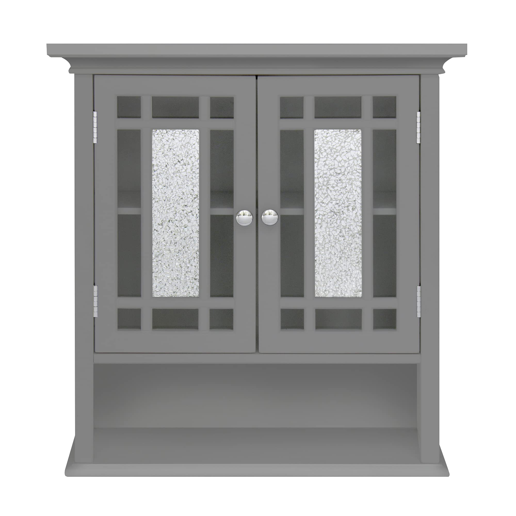 VERSANORA Teamson Home Bathroom Windsor Wooden Wall Cabinet with 2 Doors Grey EHF-527G