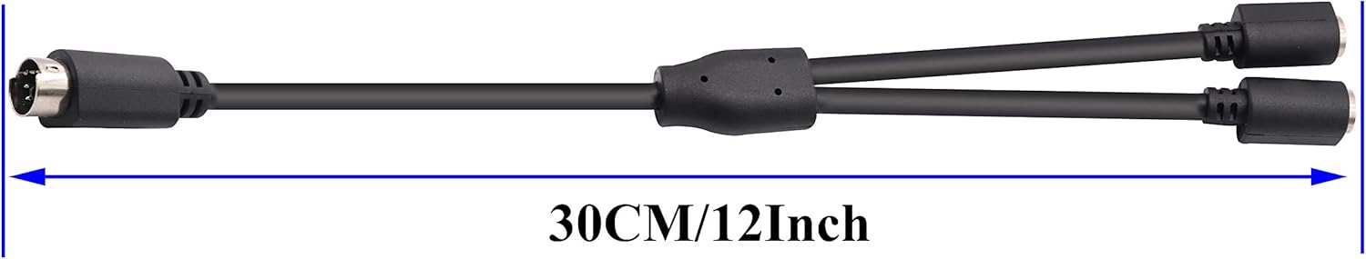 zdyCGTime PS 2 Splitter 6 pin Mini Din Male Plug to 2 x Female Sockets Cable Mouse/Keyboard Y Splitter Cable- PS/1 (M) to PS/2 (F)(30cm/1ft-6 pin) - Image 3