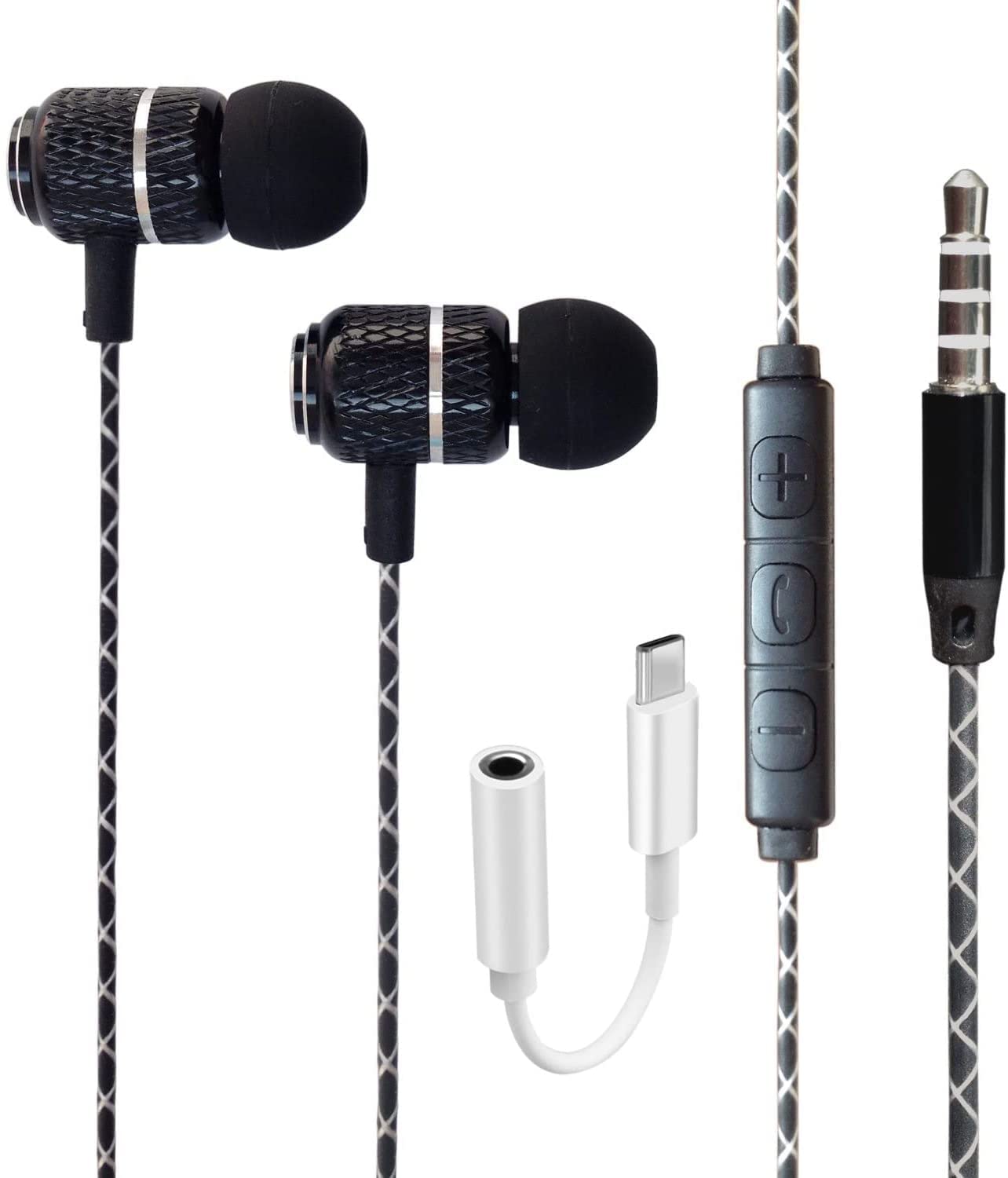 GALAXY S25 FE S24/A36/A56/A26/S23/Z Flip 4/Z Fold 4/A34/A54/S22 Plus Ultra/S21 FE/A90 5G Earphone - Wired Bass Stereo In-ear Headphone (USB C To 3.5mm Jack Included) Headset Earbuds (ROYAL BLACK)
