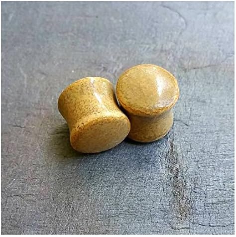 Pair - Gold Stone Glass Ear Plugs Organic Handmade double-flared gauges ceramic Essential Oil Diffusers (22mm 7/8in)