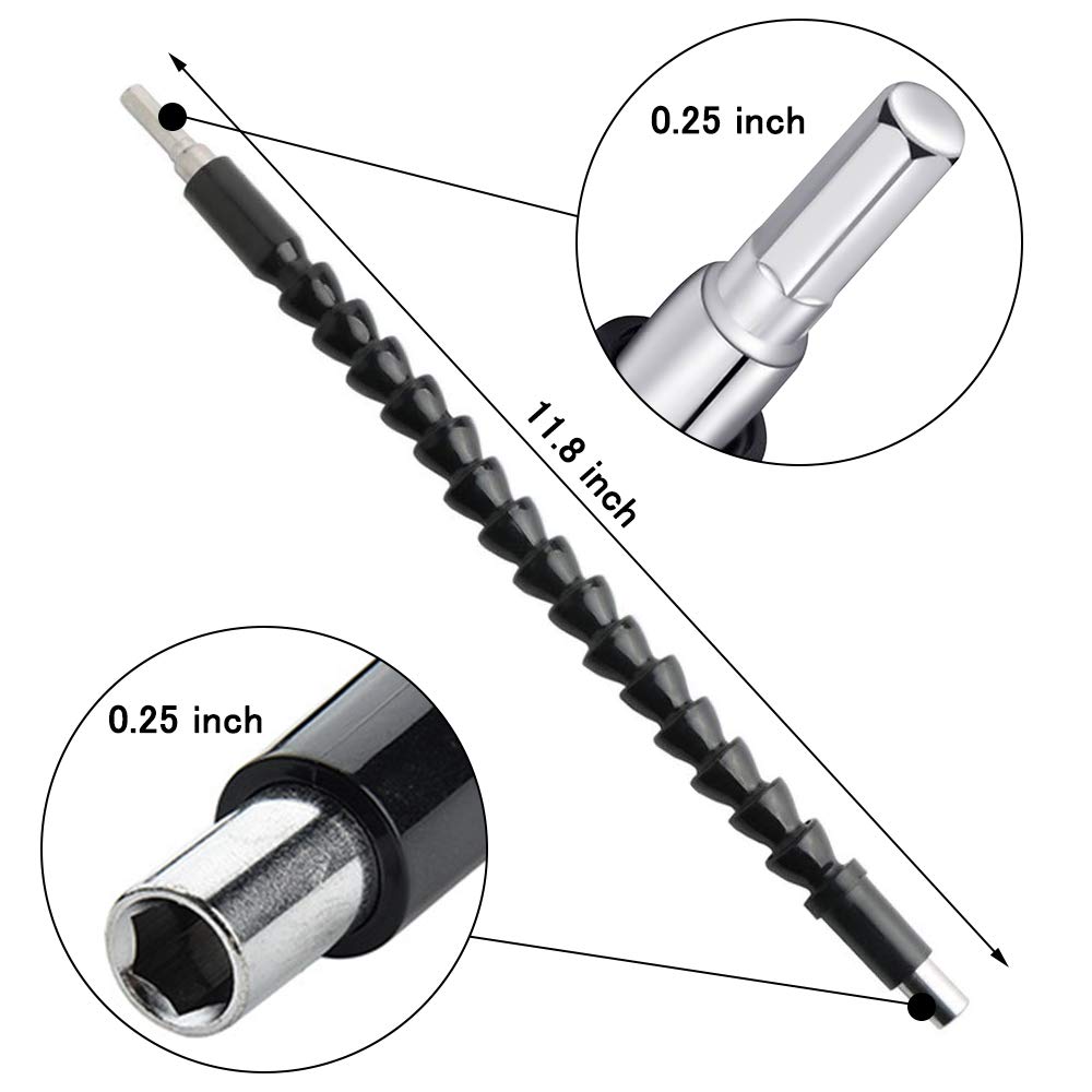 Maexus Flexible Drill Bit Extension - Magnetic Hex Soft Shaft, Flexible Screwdriver Extension for Connect Drive Shaft Tip Drill Bit Kit Adaptor (2 Pcs)