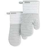 KitchenAid Albany Oven Mitt 2-Pack Set, Matte Grey, 7"x13"