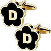 XXKOTWA Initial Cufflinks for Mens,Personalized Black Glod Pated Letter Shirts CuffLinks,Stainless Steel Cuff Links, Business Wedding Gift A-Z