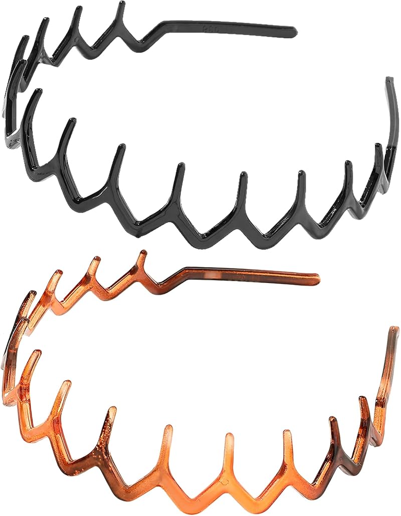 Couduan 2 Pcs Zig Zag Headbands Adjustable Non-Slip Hair Accessories Women’s