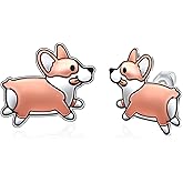 Fuguangju Corgi Earrings 925 Sterling Silver Corgi Gifts for Corgi Lovers Corgi Earrings Cute Animal Puppy Corgi Jewelry for Women