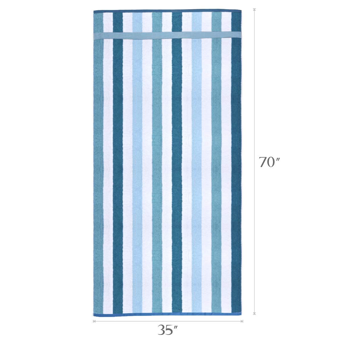 LYH Beach Towel Luxury 100% Cotton Pool Towel, Super Soft XXL Large Size 70x35in Classic Stripe, for Indoors Outdoors, Blue+White-02