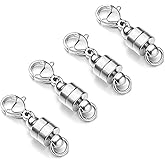 Mizeer Stainless Steel Magnetic Necklace Clasps and Closures, Magnetic Clasp Converter for Jewelry Making Supplies, Chain Extender Connector for Bracelet (4pcs Silver)