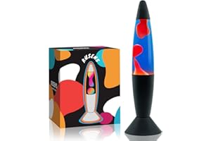 KUSENS Liquid Lamp,14 Inch Black Liquid Lamp for Adults, Blue Liquid Motion with Red Wax Night Light for Home Office Decor Great Gift for Kids Women Girls