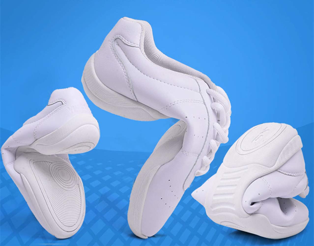 DADAWEN Adult & Youth White Cheerleading Shoe Athletic Sport Training Competition Tennis Sneakers Cheer Shoes - Image 3