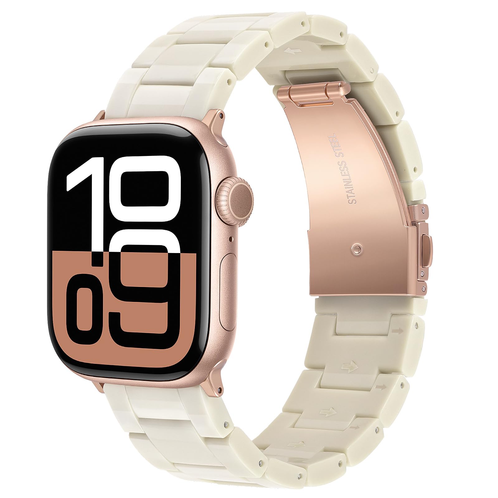 Photo 1 of V-MORO Resin Bands Compatible with Apple Watch Series 11/10/9/8/7 Band 40/41/42mm Lightweight Fashion Cute Strap Bracelet with Rose Gold Buckle for iwatch Series SE/6/5/4/3/2/1(Buttercream,38/40/41/42mm)