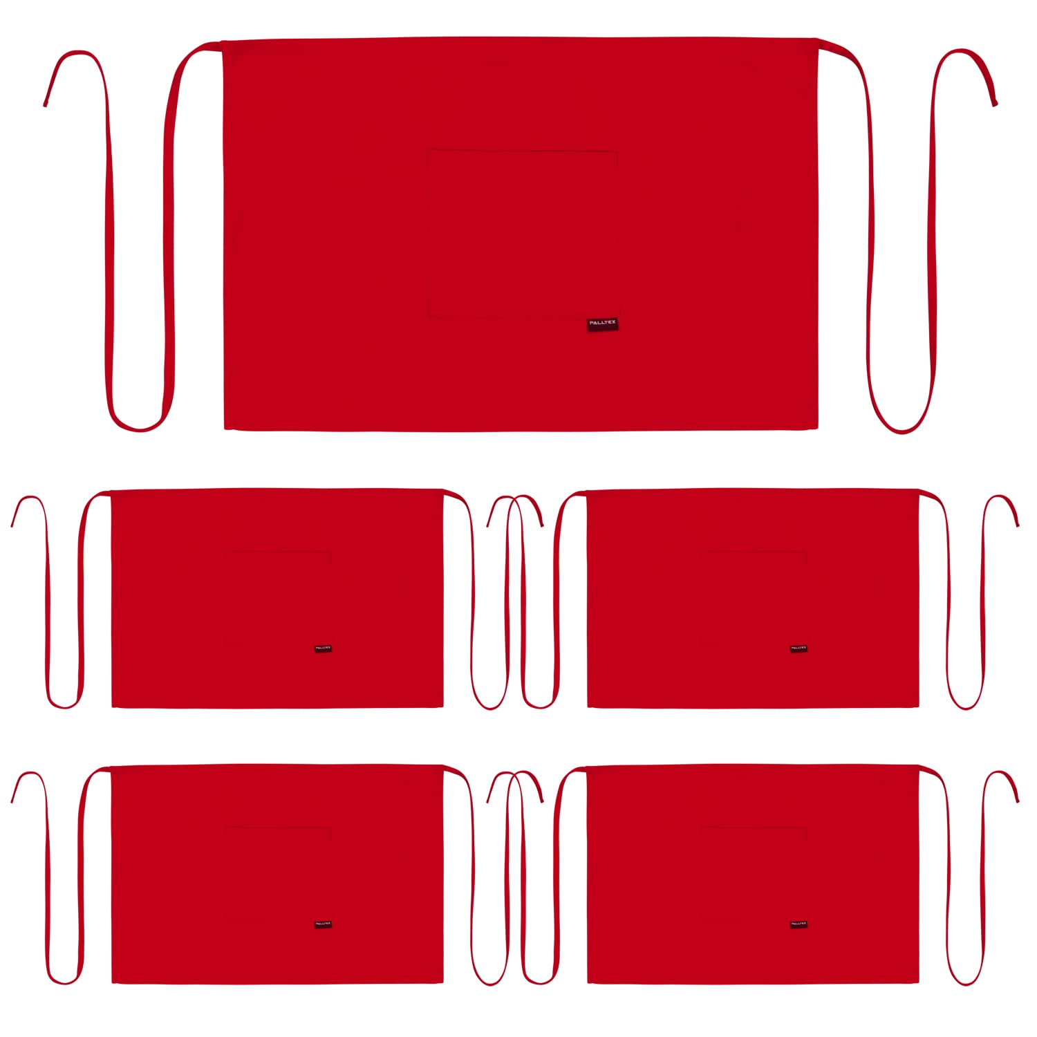 PALLTEX Amaya Unisex Cooking Apron Men Short Cooking Apron Women Short Apron Women Apron Men for Cooking Crafts Painting Baking, Red - 5 pieces, One Size