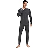 woolcano Men's 100% Merino Wool Base Layer Sets Lightweight Active Base Layer for Ski