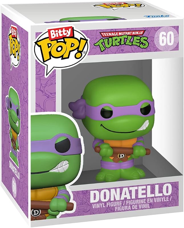 Bitty Pop! Teenage Mutant Ninja Turtles - Leonardo, Michelangelo, April O’Neil et Une Mini-Figurine Mystère en Surprise - 2.2 Cm - TMNT - Donatello Collectionnable - Étagère Empilable Incluse