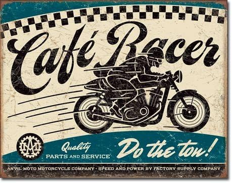 ART/ARTWORK - Cars / Motorcycles [2033] - "Cafe Racer" - Artwork/Sign Is Paint On Metal [TSFD]