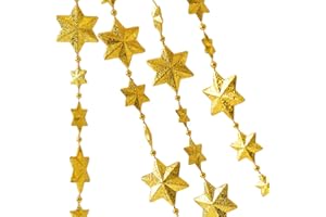 RETZJORV Vpang Stars Pearls Beads String Garland for Christmas, Valentine, Exhibition, Wedding, Party, DIY Craft, Home Decoration, 106 Inch (Gold)