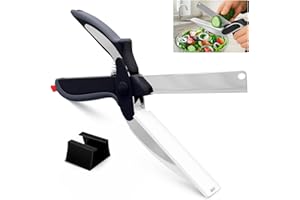 2 in 1 Kitchen Shears with Cutting Board - 9.6" Stainless Steel Food Scissors, Safety Lock Design, Multi-Purpose Cutter for M