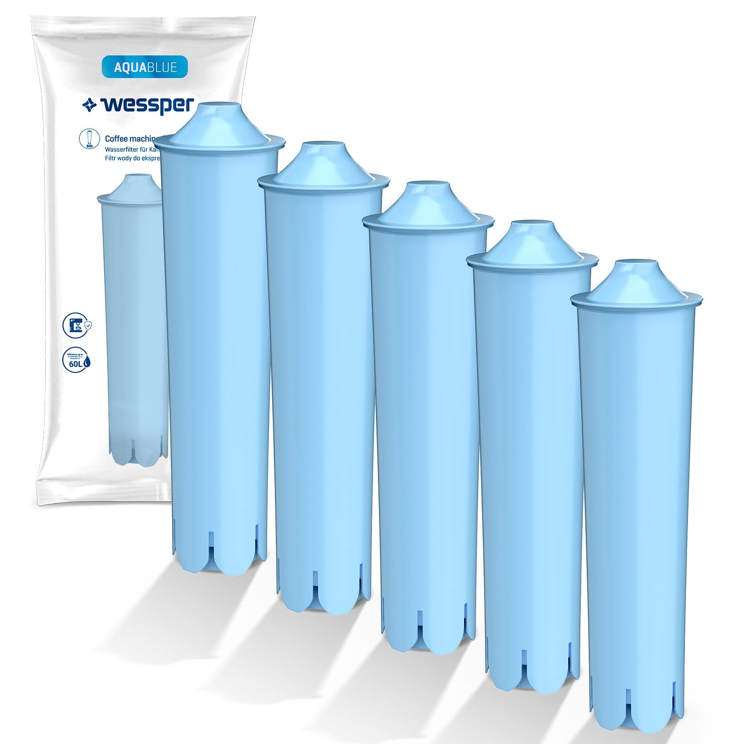 Wessper Water Filter Compatible with Jura Blue, Filter Cartridge for Automatic Coffee Maker, Compatible with ENA IMPRESSA Series (Pack of 5)