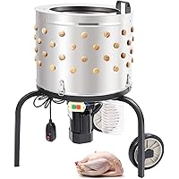 VEVOR Chicken Plucker Machine, 20" Diameter Stainless Steel Drum, Defeathering Equipment with 108 Soft Fingers and 2 Large Wh