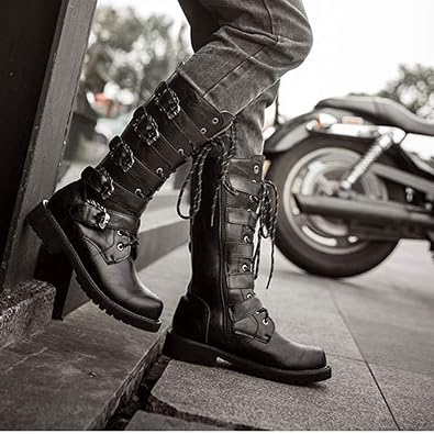 botas de cuero gótico militar