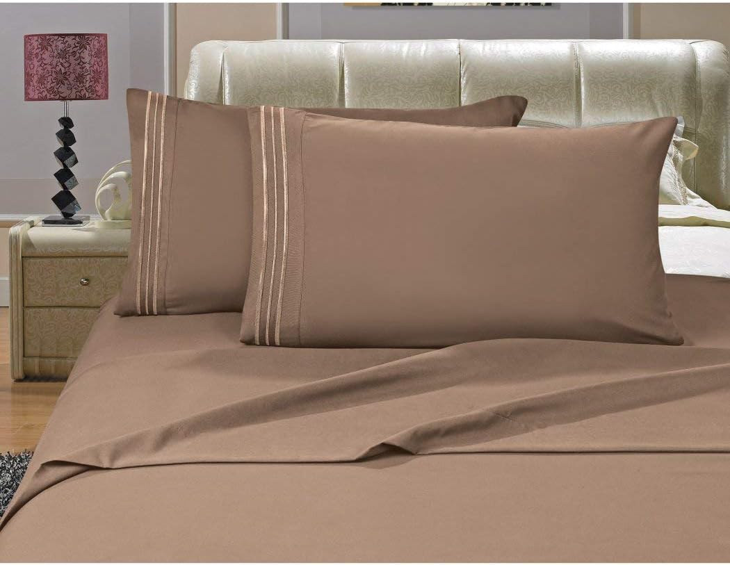 MISC 4pc Taupe Brown California King Sheet Set, Polyester