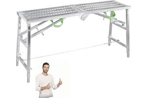 WGLAWL Scaffolding Equipment, Portable Folding Scaffolding, Multipurpose Work Platform Scaffold Tower Ladder Stool Work Bench, 882 Lbs Load, Galvanized Steel (Size : 5.91ft)