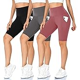 MOREFEEL 3 Pack Buttery Soft Biker Shorts for Women - 5"/8" High Waist Tummy Control Workout Yoga Running Gym Athletic Shorts