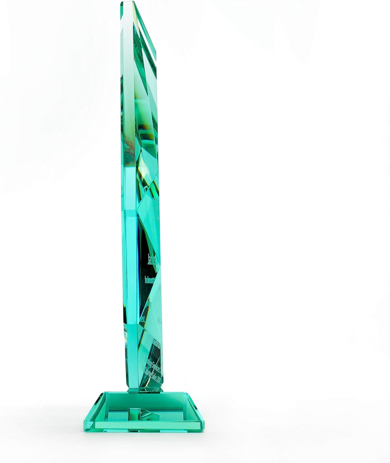 Engraved Trophy - Jade Glass - Award for Employees - Peak Shaped - Personalized Engraving Up To Three Lines and Pre-Written Verse Selection - Comes In Gift Box : Everything Else